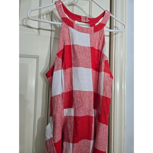 Red/White Gingham Halter Dress W Waist Tie Button Back cottagecore country retro - Picture 1 of 9